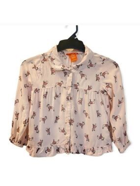 PINK DOG PRINT button up collared blouse